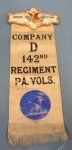 US Civil War, Gettysburg 50th Anniversary Ribbon, 142nd Pennsylvania, 1863-1913