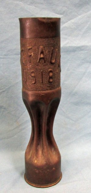  French WWI 75mm Trench Art Vase, Montfaucon 1918, — image 2