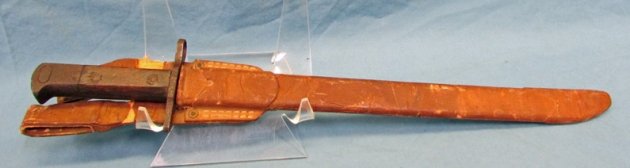  Japanese WWII Type 30 Bayonet, Rubberized Canvas Scabbard & Integral Frog — image 2