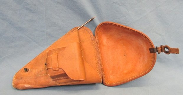  Japanese WWII Type 14 Nambu Pistol Holster Rubberized Canvas Holster, USMC 6th Division Souvenir, Okinawa — image 2