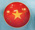 Japanese Meiji Era Red Lacquered Sake Cup, Army Star