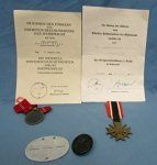 German WWII Army Medic Medals, Document & Identity Disc Grouping