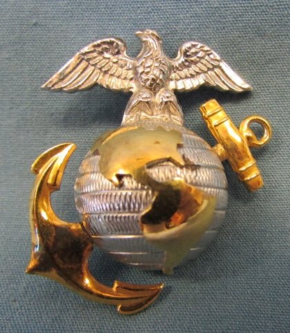  US WWII-Vietnam War era USMC Officers Sterling Collar Insignia, H & H — image 2