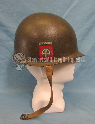  US WWII-Korean War Identified 82nd Airborne M1-C Paratroop Helmet & Liner — image 2