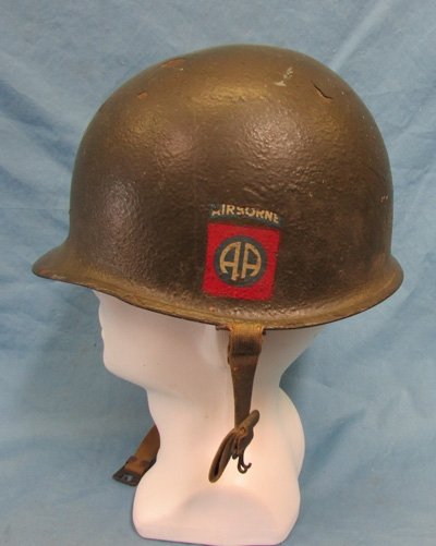  US WWII-Korean War Identified 82nd Airborne M1-C Paratroop Helmet & Liner — image 4