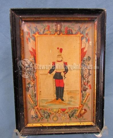  French Franco-Prussian Era Colorized Cuirassier CDV Size Image, Original Frame — image 3