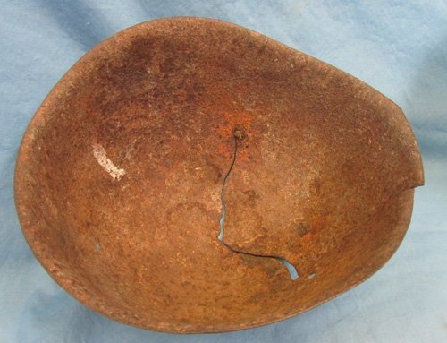  Italian WWII Battle Damaged Helmet Shell, Kreta Recovered — image 5