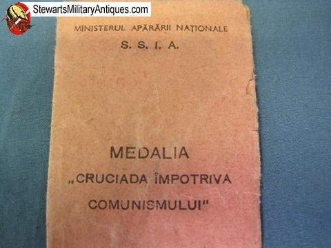  Romanian WWII Anti-Communist Medal & Envelope — image 3