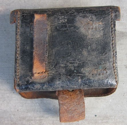 US Civil War Era, US Navy Fuze Pouch, Black Leather — image 3
