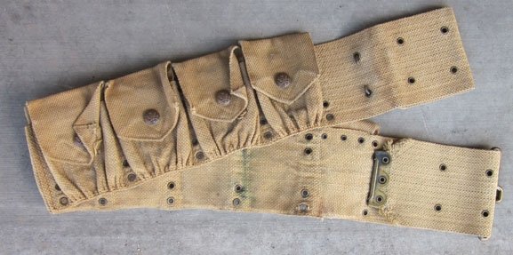 US Pre WWI 1st Pattern M1903 9 Pocket Ammunition Belt, Rimless Eagle Snaps, 2nd Hawaiian Infantry — image 2