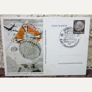 German WWII Postcard, Mit Unseren Fahnen ist der Sieg! Fallschirmjager, …