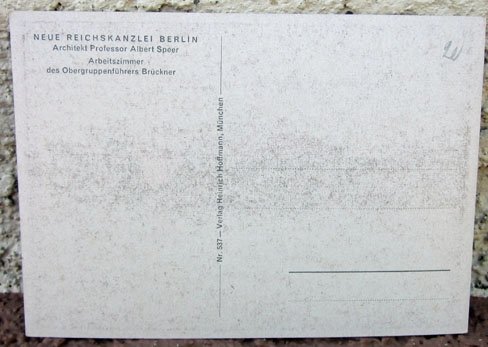 German WWII Reichskanzlei Postcard, Obergruppenfuhrer Bruckner's Work Room — image 3