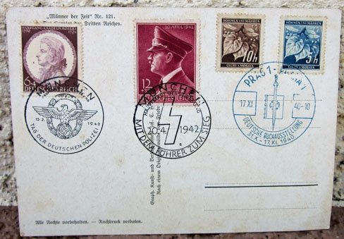 German WWII Hitler Postcard, Manner der Zeit, Hitler's Birthday 1942 — image 3