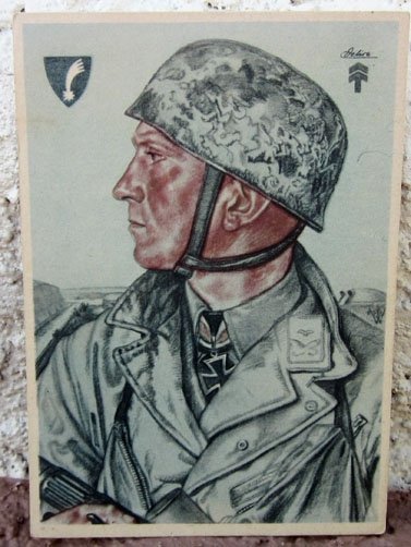 German WWII Willrich Postcard, Fallschirmjager Hauptmann Delica — image 2