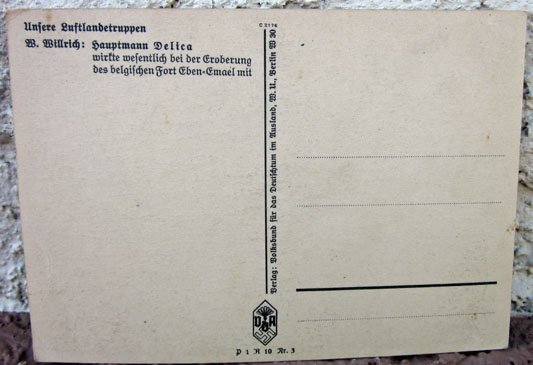 German WWII Willrich Postcard, Fallschirmjager Hauptmann Delica — image 3