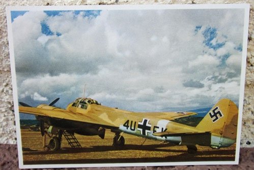 German WWII Junkers Aircraft Co. Postcard, Ju88 Sicily, Tropical Camouflage — image 2