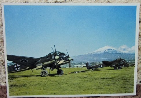 German WWII Junkers Postcard, Ju88 Mt Aetna Sicily — image 2