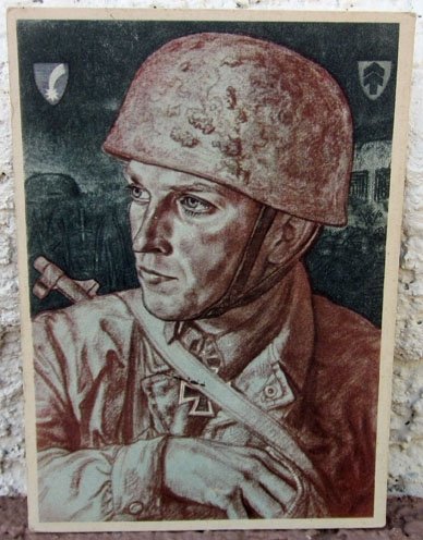 German WWII Willrich Fallschirmjager Postcard, Hauptmann Wizig — image 2