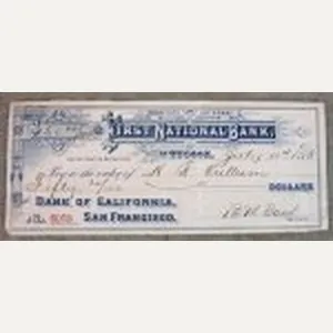 US Territory of Arizona Bank Check, 1st National Bank, Tucson …