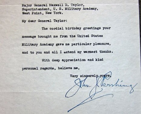 US WWII, General John 'Black Jack' Pershing 85th Birthday Signed Letter To General Maxwell D. Taylor, West Point 1945 — image 3