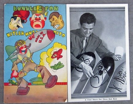 US WWII Patriotic Postcards, Anti-Axis, Pair — image 2