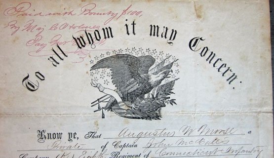 US Civil War Union Soldiers Discharge, 8th Connecticut Inf'y, Twice Wounded — image 3