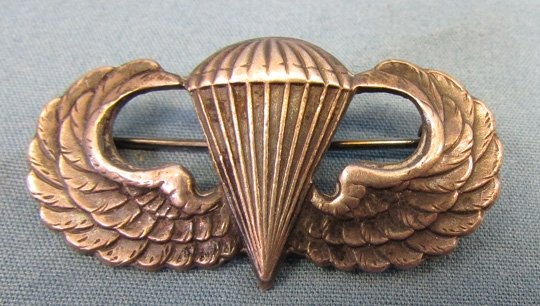  US WWII Pattern Airborne Jump Wings Sterling Pinback — image 2