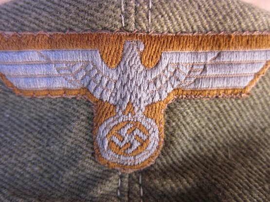 German WWII Army Tropical Billed Cap, Orange Waffenfarbe — image 10