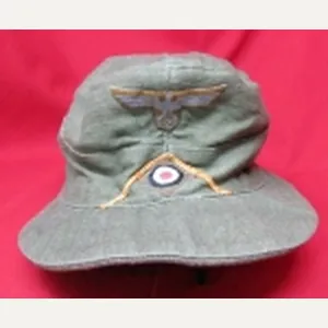 German WWII Army Tropical Billed Cap, Orange Waffenfarbe