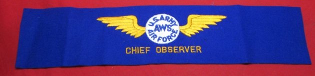 US WWII Aircraft Warning Service Armband, Chief Observer — image 2
