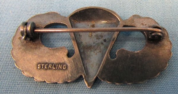  US WWII Pattern Airborne Jump Wings Sterling Pinback — image 3