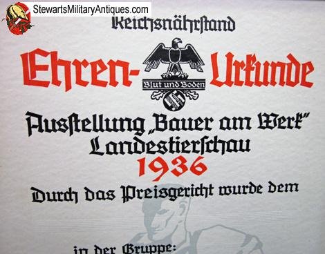 German WWII Reichsnahrstand 1936 Landestierschau Document — image 3
