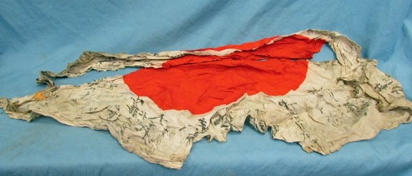  Japanese WWII Signed Captured Silk Flag, USMC Vet Souvenir — image 2