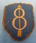 US WWII 8th Infantry Division SSI Embroidered On Wool