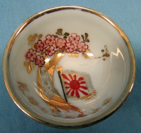 Japanese WWII Sake Cup, Rising Sun Flag & Cherry Tree — image 2