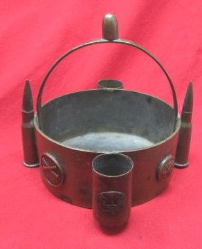 US WWI Trench Art Ash Tray or Bowl, USMC Collar Disc — image 2