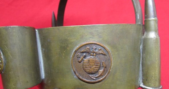 US WWI Trench Art Ash Tray or Bowl, USMC Collar Disc — image 5