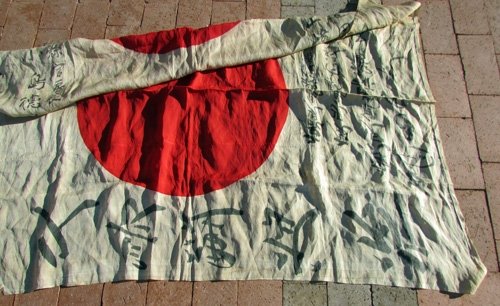 Japanese WWII Large Signed Silk Flag, 42x56 Inches — image 5