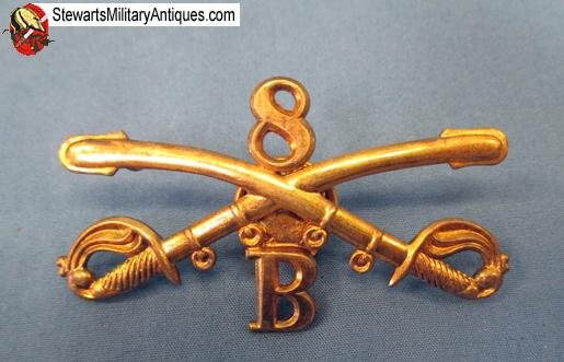  US Spanish American War, B Troop, 8th Cavalry Hat Insignia — image 2