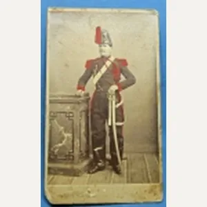 French, Second Empire Era CDV, Mounted Artilleryman, Colorized
