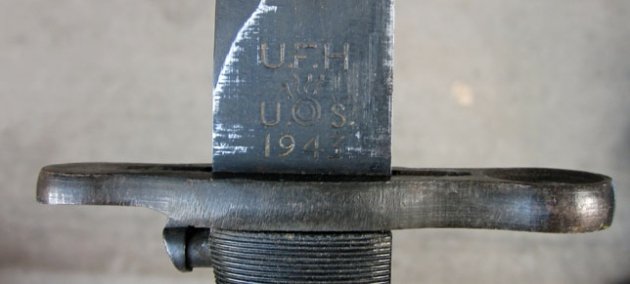 US WWII M1942 Bayonet, UFH 1943, 16 Inch Blade, USN Mk1 Scabbard — image 6