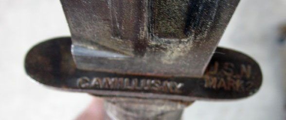 US WWII US Navy Mk2 Utility Knife, Camillus, Plastic Scabbard, Guard Marked — image 6
