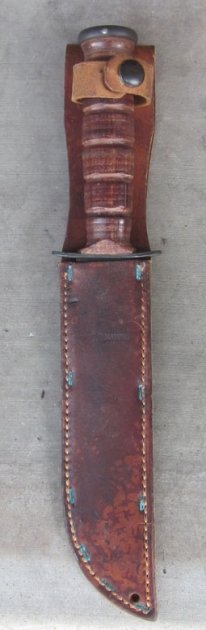 US WWII, USN Mk2 Utility Knife, Camillus, Leather Scabbard — image 3