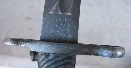 US WWII M1 Garand Bayonet & Scabbard, UFH 1943, Spearpoint Blade — image 4