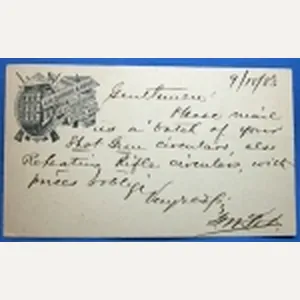 US Indian War Era, Colt Patented Firearms Co., Postcard, Turner …