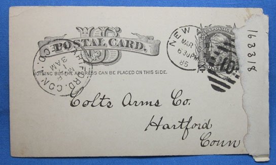 US Indian War Era, Colt Patented Firearms Co., Postcard, J.P.Moore NYC 1885 — image 3