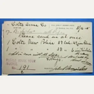 US Indian War Era, Colt Patented Firearms Co., Postcard, J.P.Moore …