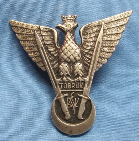 Polish WWII Independent Carpathian Corps Rifle Brigade Badge, Tobruk, 800 Silver, Numbered — image 2