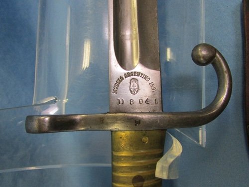  Argentine M1891 Mauser Bayonet, Brass Grip, Intact Crest, Weyersberg Mfg, Matching — image 4