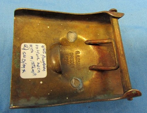  German WWI Prussian Enlisted Buckle, Dresden Maker Marked, GH Osang 1915 — image 4